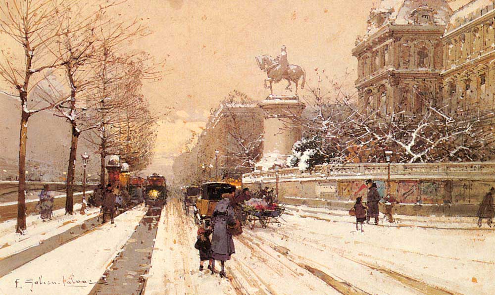 Eugene Galien Laloue Paris'te Kış