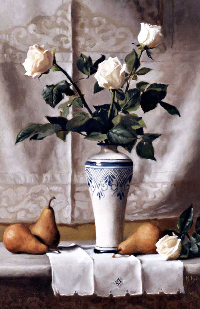 Maureen Hyde Beyaz Güller ile Natürmort