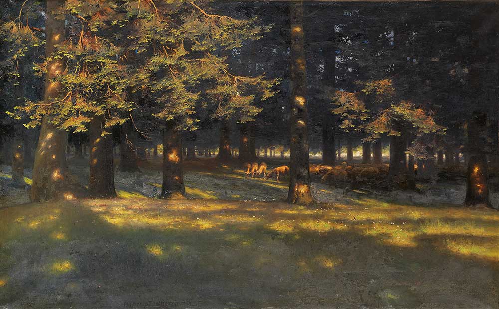Paul Wilhelm Keller Reutlingen Otlayan Koyunlar ve Orman Işıkları