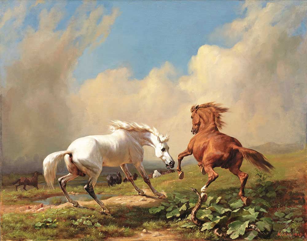 Rudolf Koller Yaklaşan Fırtınada Huysuzlaşan Atlar