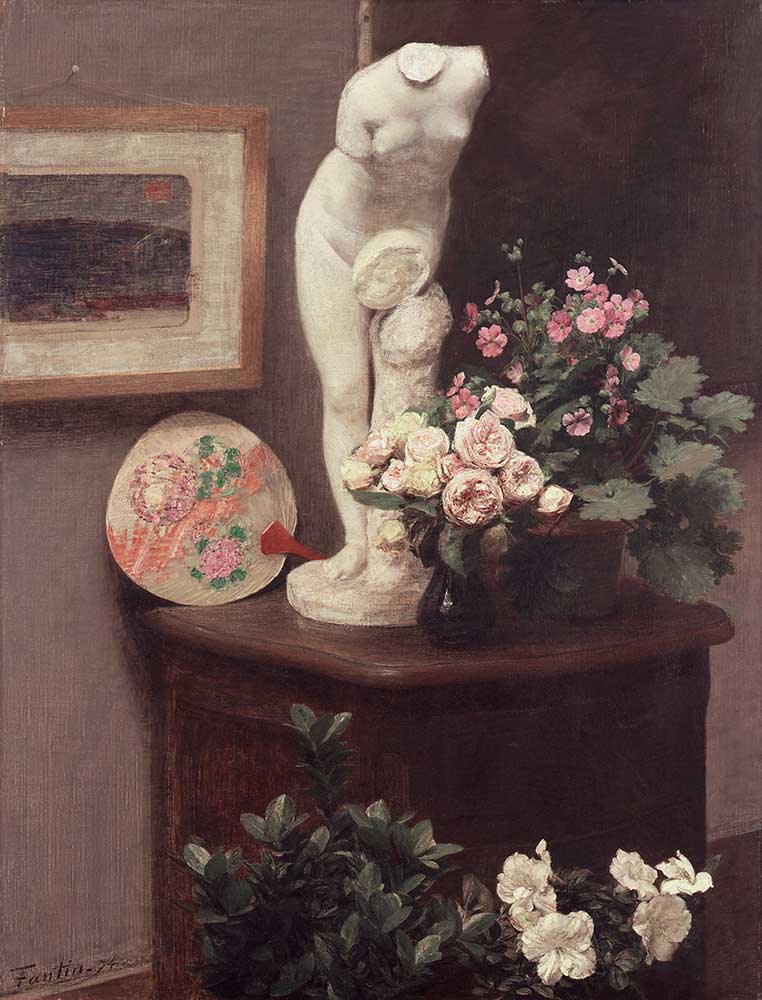 Henri Fantin Latour Büst ve Çiçekli Natürmort