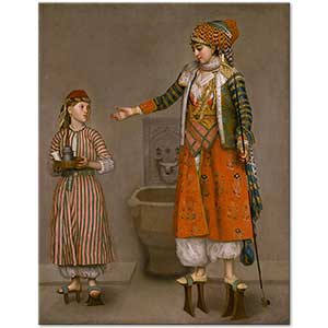 Jean Etienne Liotard Türk Kıyafetli Kadın ve Hizmetçisi