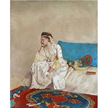 Jean Etienne Liotard Türk Elbisesi ile Oturan Kadın