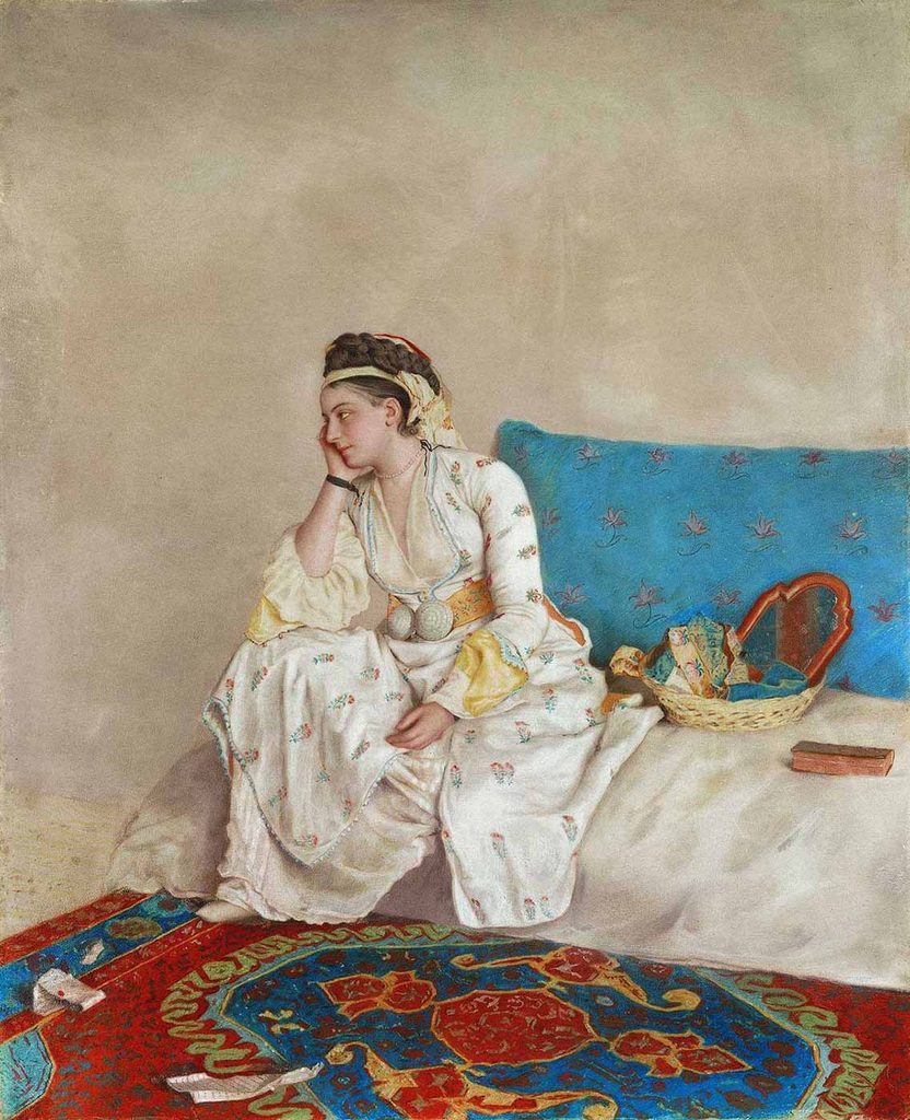 Jean Etienne Liotard Türk Elbisesi ile Oturan Kadın