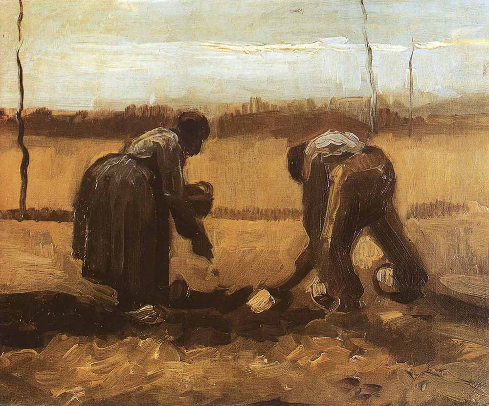 Vincent van Gogh Çiftçi ve Hanımı Patates Ekerken