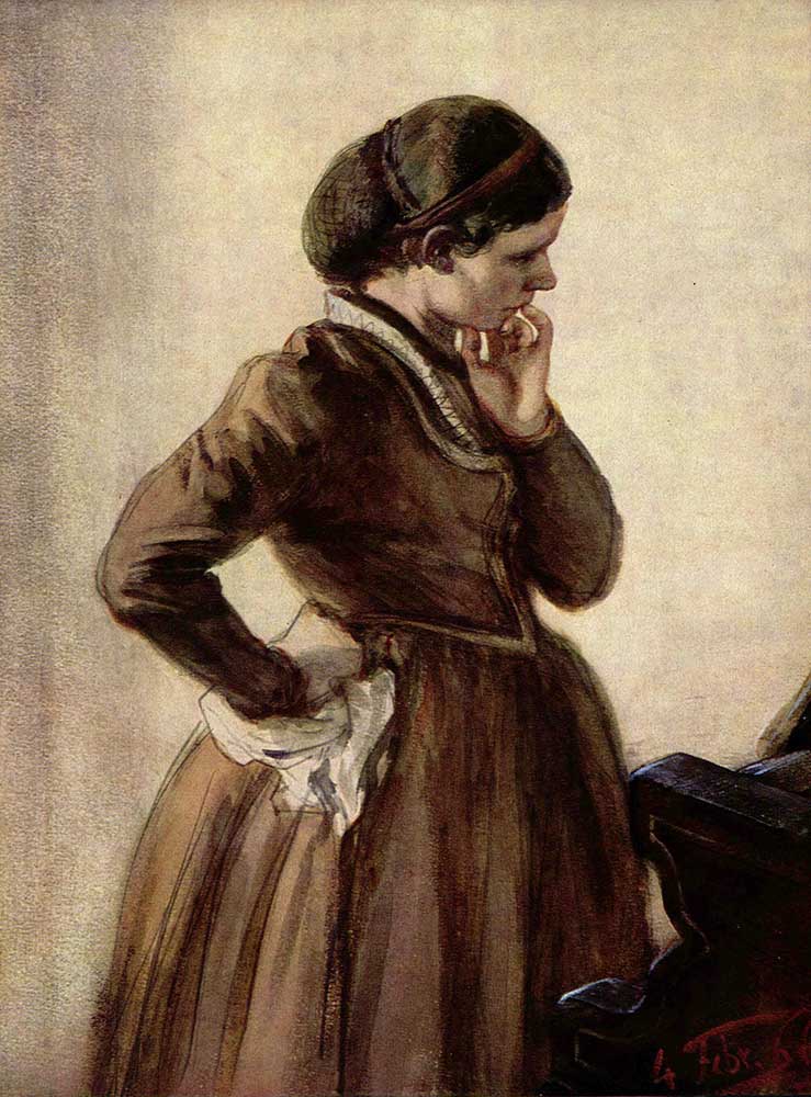 Adolph von Menzel Emilie Menzel Piyano Başında