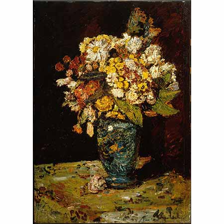 Adolphe Monticelli Flowers in a Blue Vase
