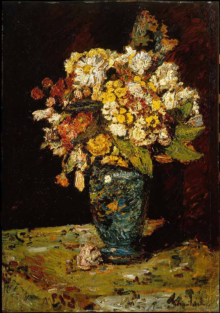 Adolphe Monticelli Flowers in a Blue Vase