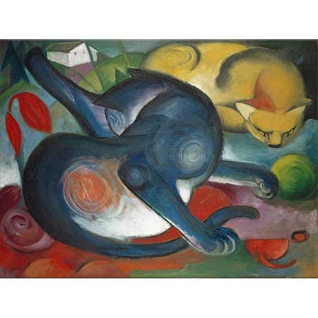 Franz Marc İki Kedi Mavi ve Sarı