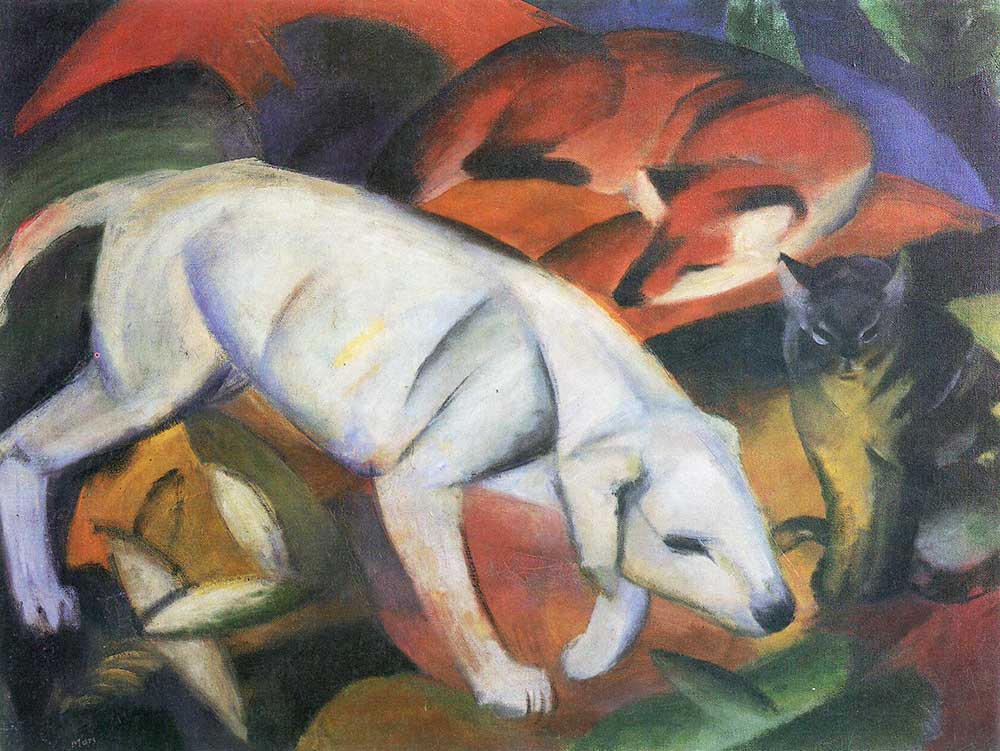 Franz Marc Üç Hayvan Köpek Tilki ve Kedi