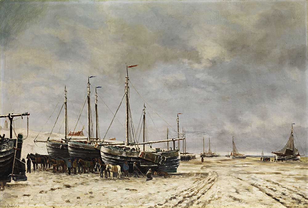 Hendrik Willem Mesdag Polder Sahili ve Donmuş Tekneler