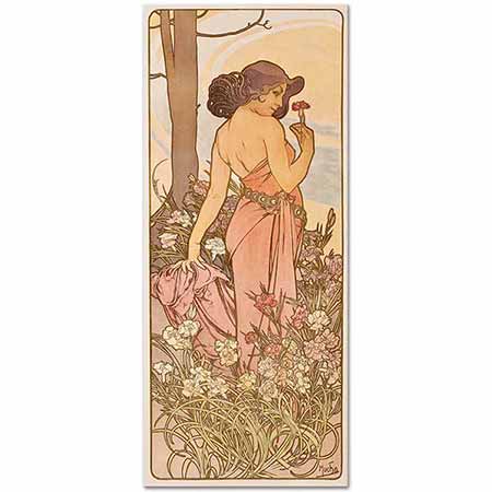 Alphonse Mucha Karanfil Çiçekler Serisi