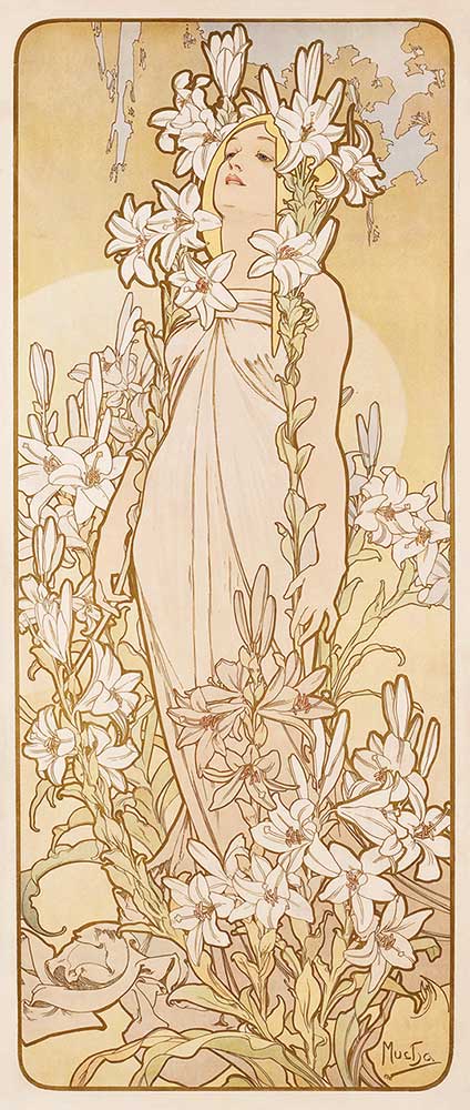 Alphonse Mucha Zambak Çiçekler Serisi