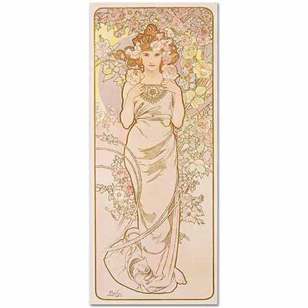 Alphonse Mucha Gül Çiçekler Serisi