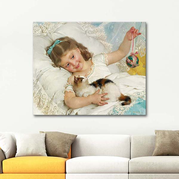 Emile Munier Petite Fille & Chat