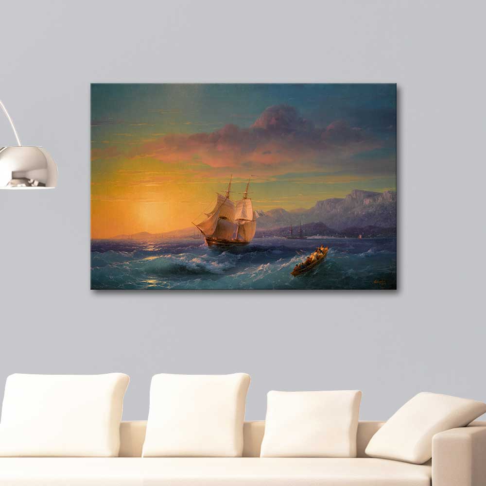 Ivan Aivazovsky Ship at Sunset off Cap Martin
