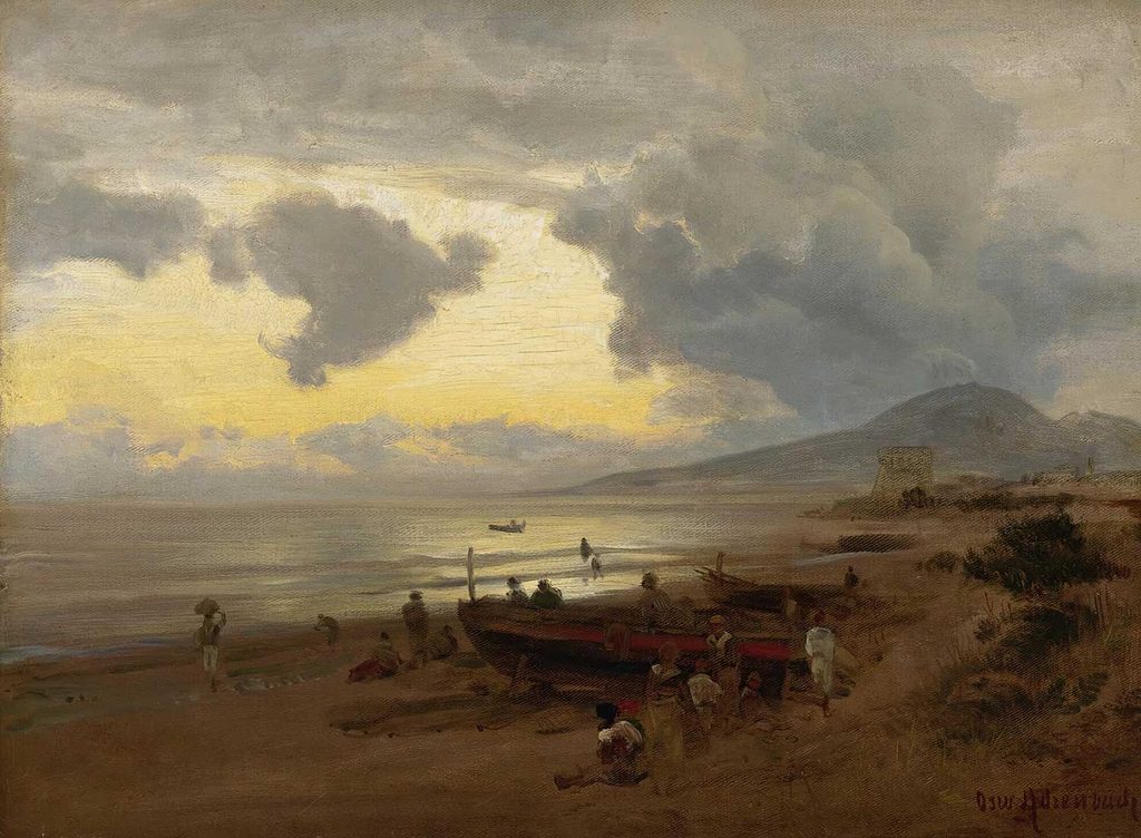Oswald Achenbach Sahilde Gün Batımı