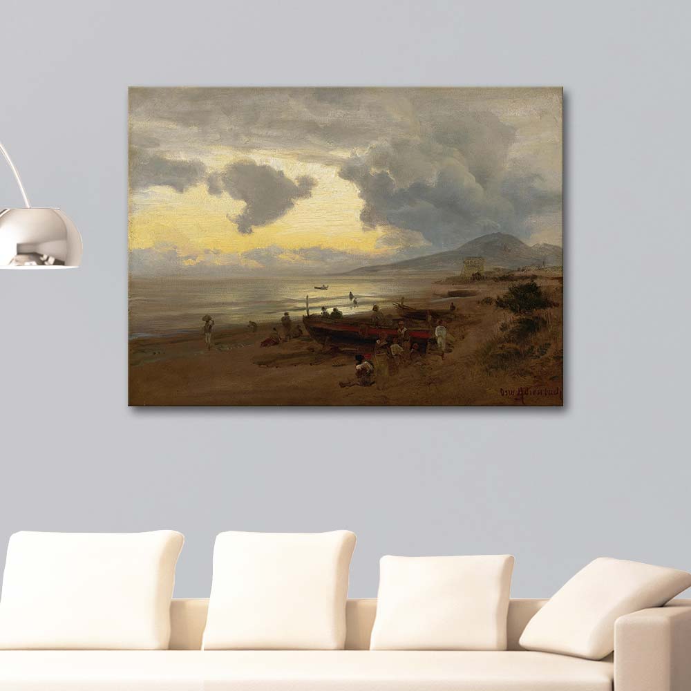 Oswald Achenbach Sunset on the Shore