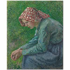 Camille Pissarro Oturan Çiftçi Kadın