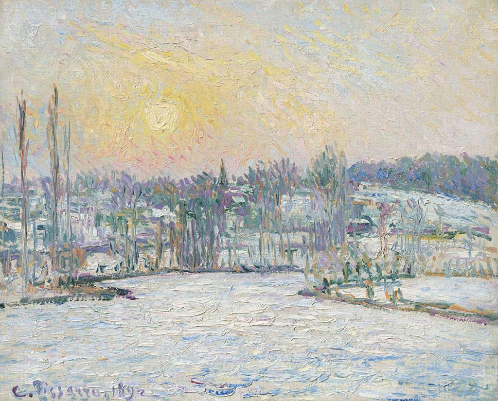 Camille Pissarro Karlı Havada Gün Batımı Bazincourt