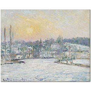 Camille Pissarro Karlı Havada Gün Batımı Bazincourt