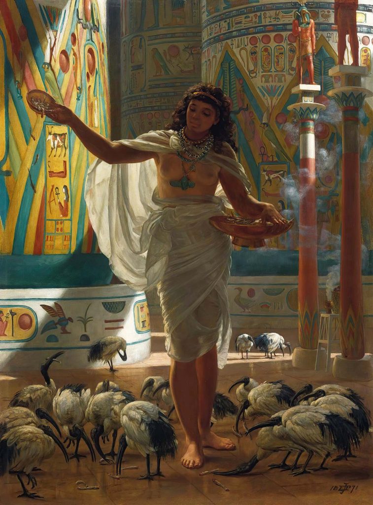 Edward John Poynter Karnac Salonlarında Kutsal İbis Kuşları Beslenirken