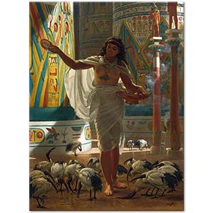 Edward John Poynter Karnac Salonlarında Kutsal İbis Kuşları Beslenirken