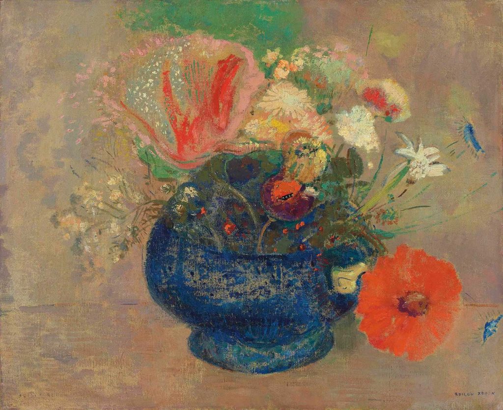 Odilon Redon Mavi Kapta Çiçekler