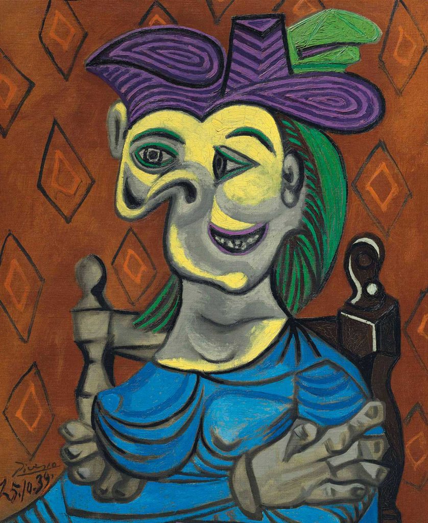 Pablo Picasso Mavi Elbiseli Oturan Kadın