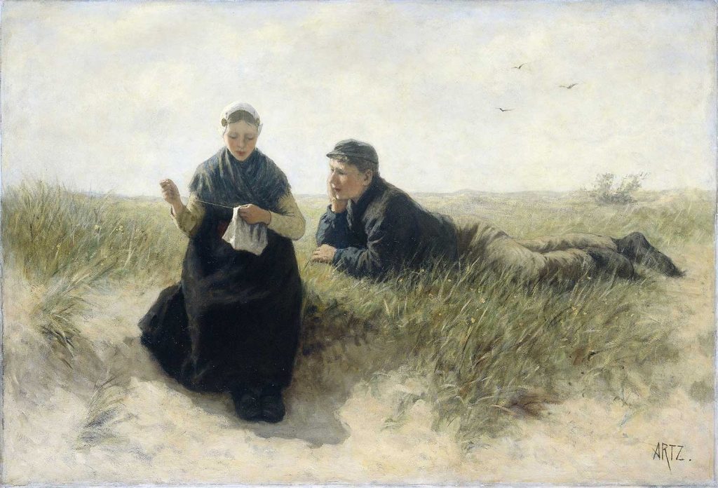Adolph Artz Kız ve Oğlan Kumsalda