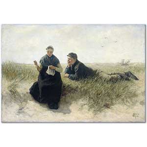 Adolph Artz Kız ve Oğlan Kumsalda
