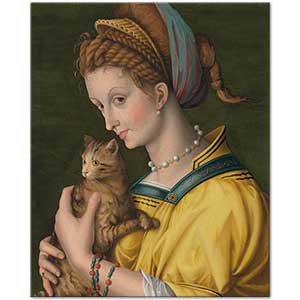 Francesco Bacchiacca Kucağında Kedi ile Genç Kadın Portresi