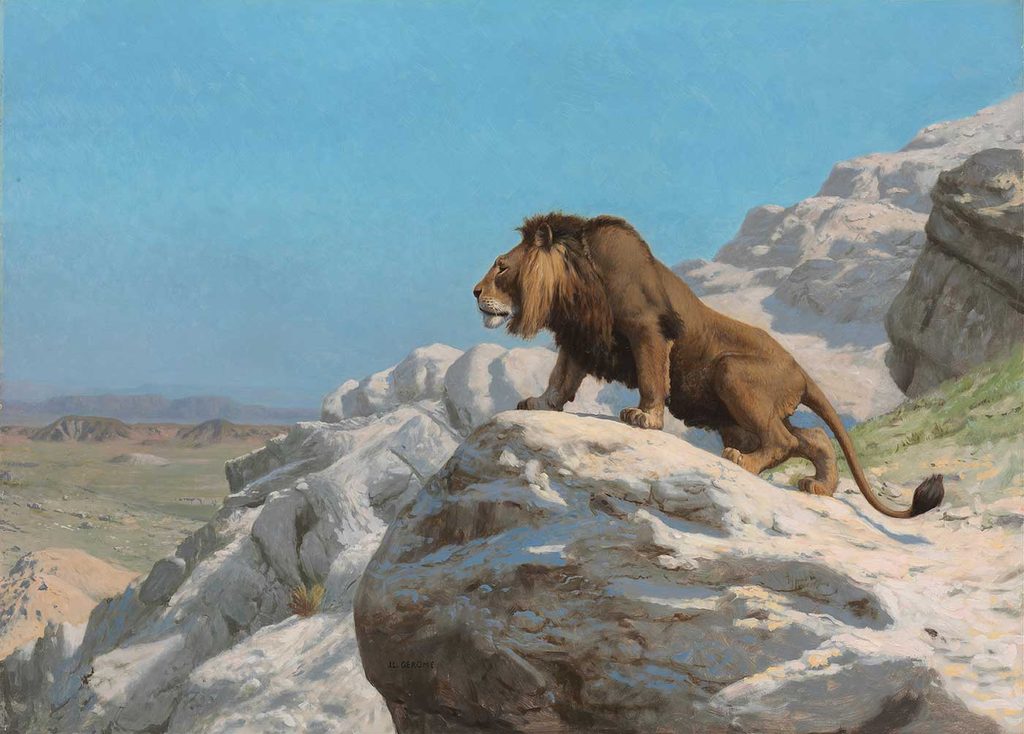 Jean Leon Gerome Gözleyen Aslan