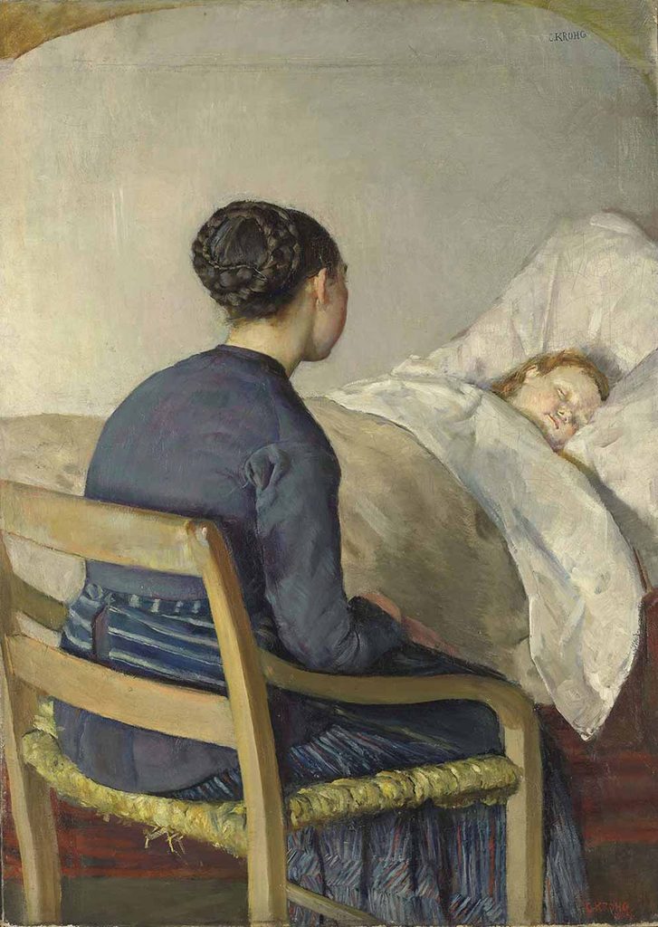 Christian Krohg Anne Çocuğunun Yatağının Başında