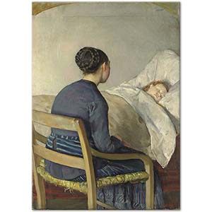 Christian Krohg Anne Çocuğunun Yatağının Başında