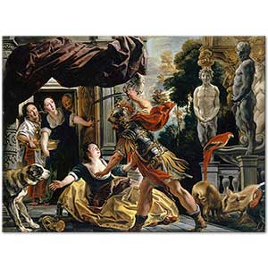 Jacob Jordaens Ulysses Circe'yi Tehdit Ederken