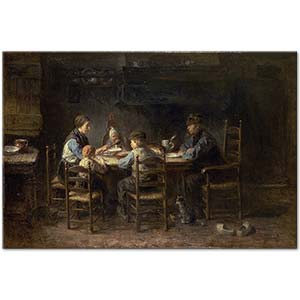 Jozef Israels Masa Başında Köylü Ailesi
