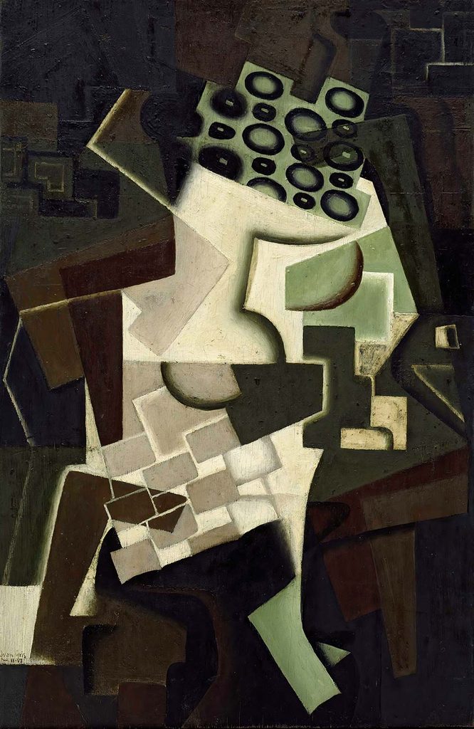 Juan Gris Kareli Masa Örtüsü Üzerinde Meyve Tabağı