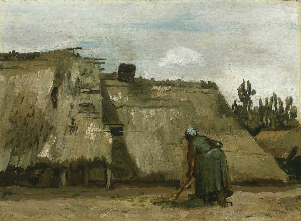 Vincent van Gogh Kulübesinin Önünü Kazan Köylü Kadın