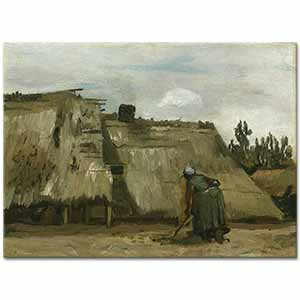 Vincent van Gogh Kulübesinin Önünü Kazan Köylü Kadın