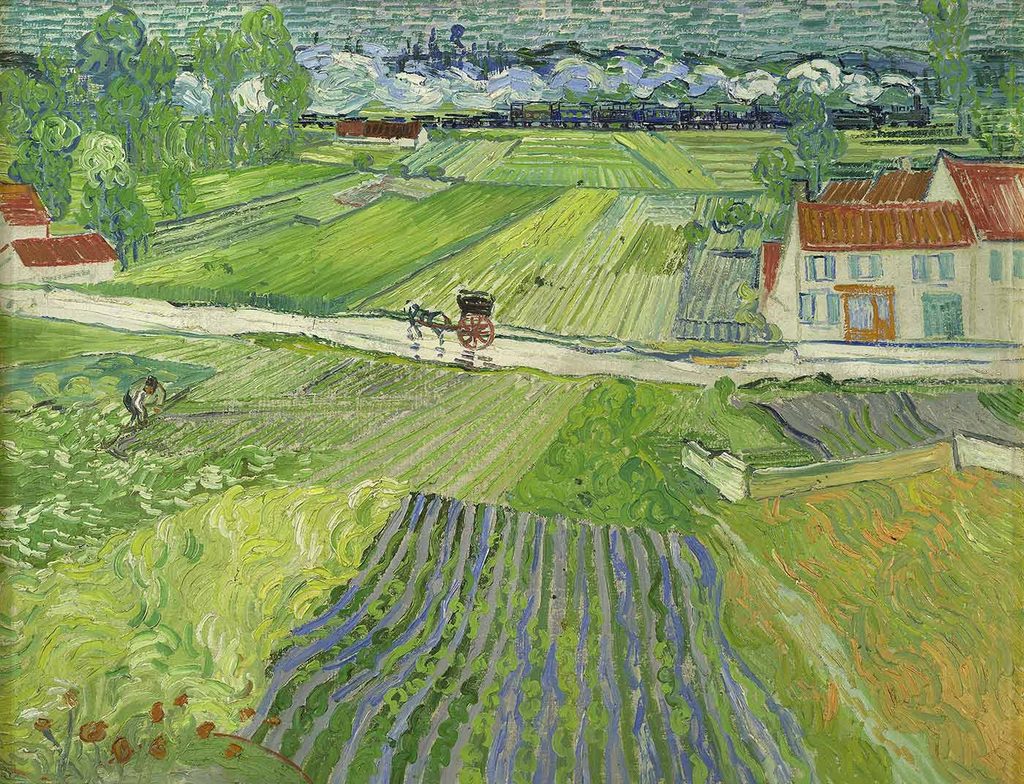Vincent van Gogh At Arabası ve Tren ile Manzara