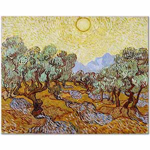 Vincent van Gogh Sarı Gökyüzü ve Güneş Altında Zeytinlik