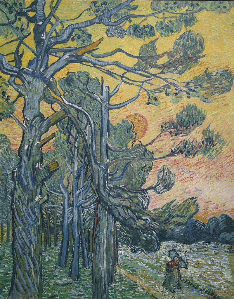 Vincent van Gogh Gün Batımında Çam Ağaçları