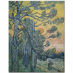 Vincent van Gogh Gün Batımında Çam Ağaçları