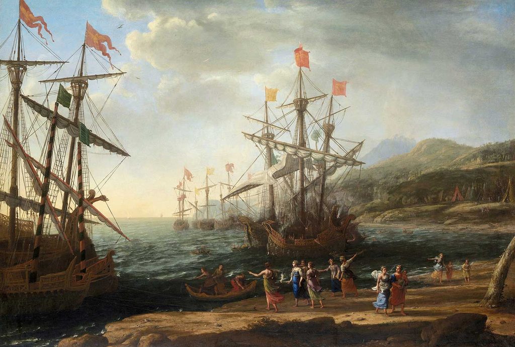 Claude Lorrain Truvalı Kadınlar Filolarını Ateşe Verirken