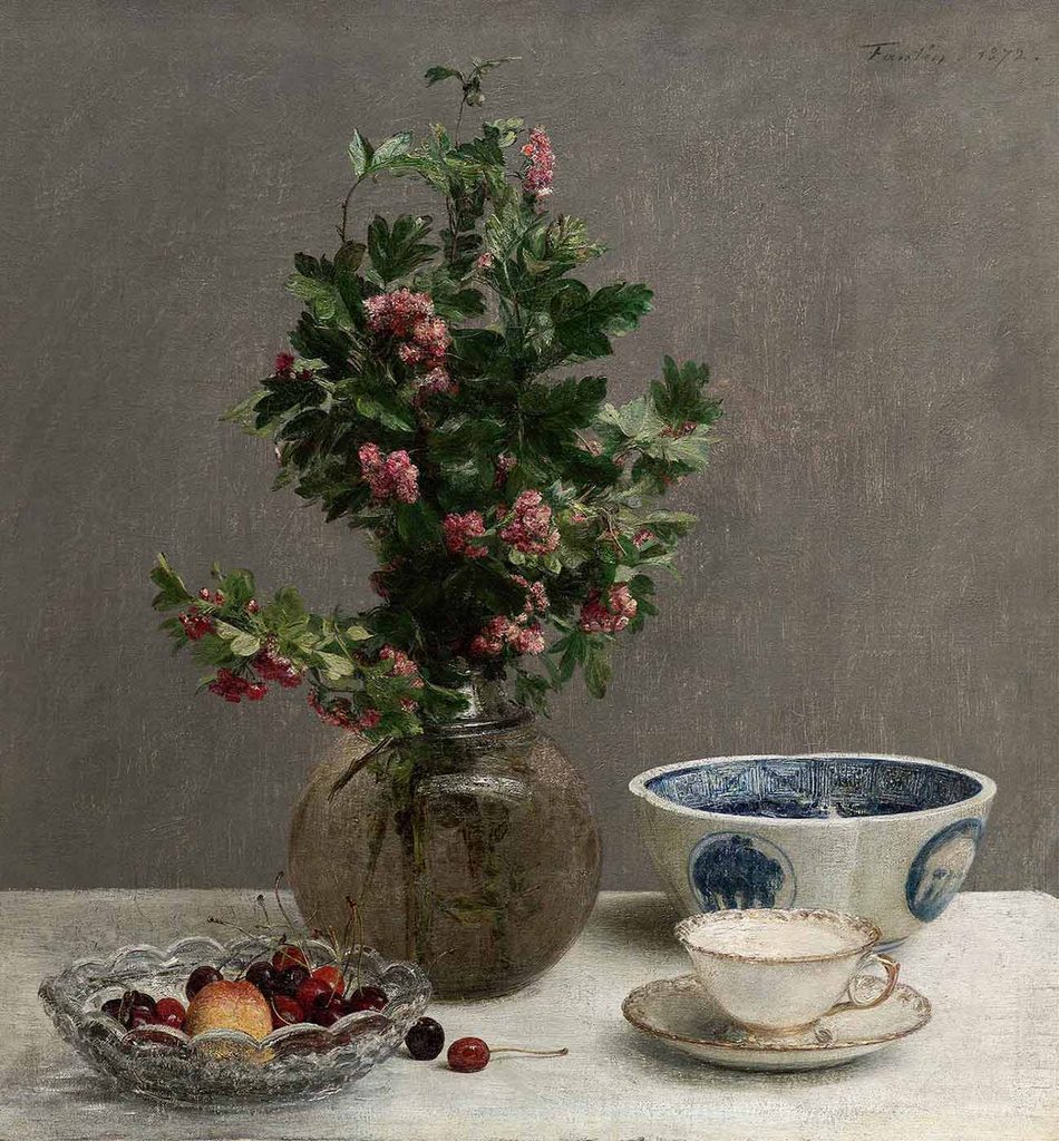 Henri Fantin Latour Vazoda Alıçlar ile Natürmort