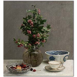 Henri Fantin Latour Vazoda Alıçlar ile Natürmort